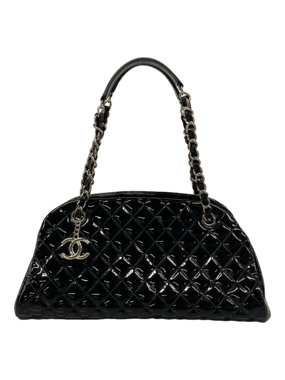 Chanel Shoulder Bag Mademoiselle Quilted Black Chain Silver Leather